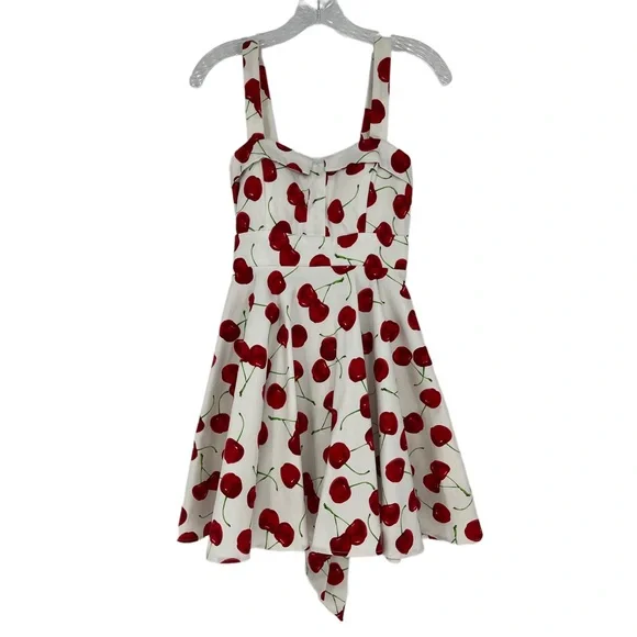 Modcloth Dresses | Modcloth Ixia Cherry Print Dress Size Small Small Retro White Red Green Spring | Color: Red/White | Size: S | Kpetty801'S Closet